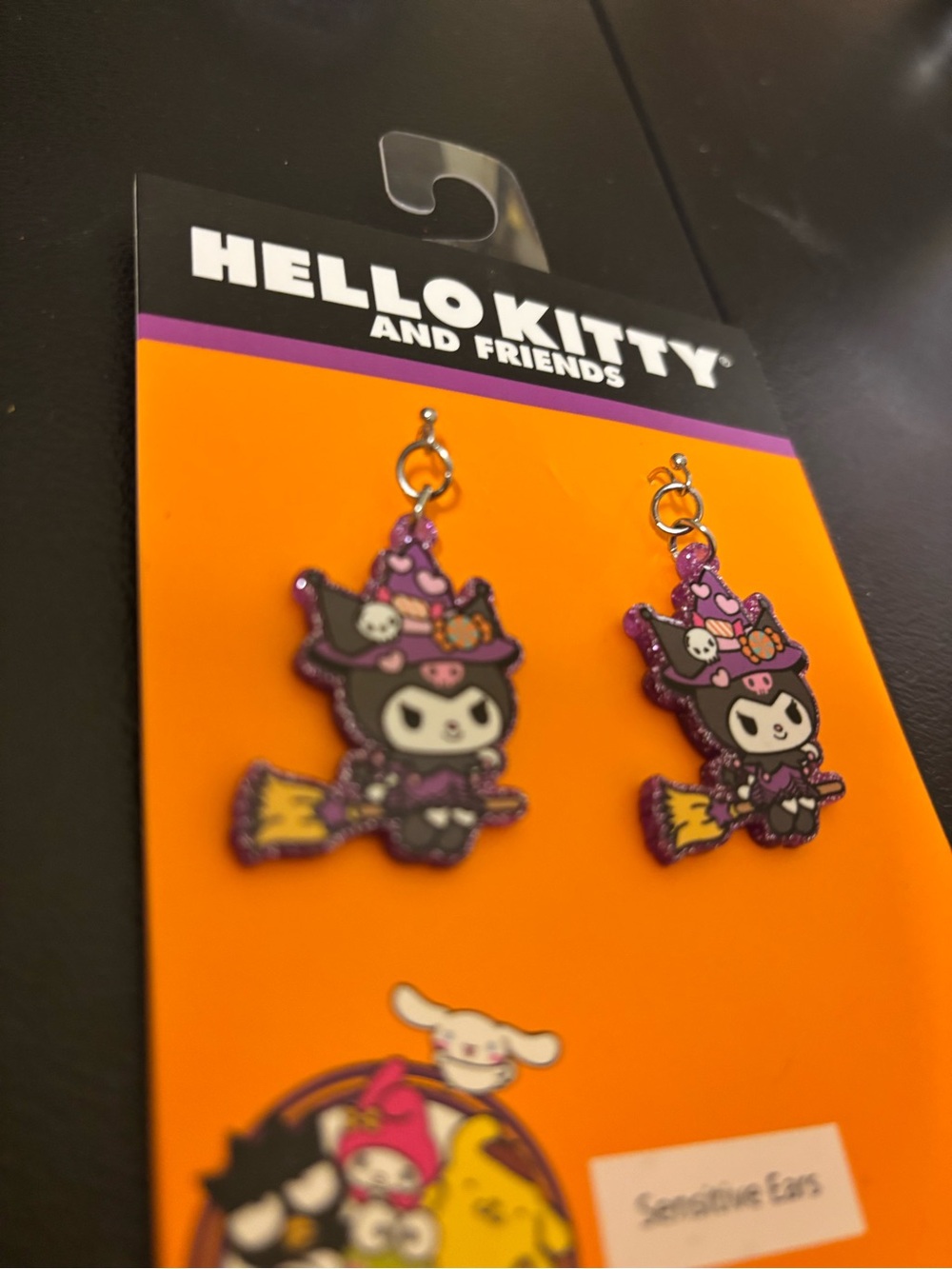 Kuromi Witch Festive Earrings For Sensitive Ears Sanrio - Picture 2 of 3